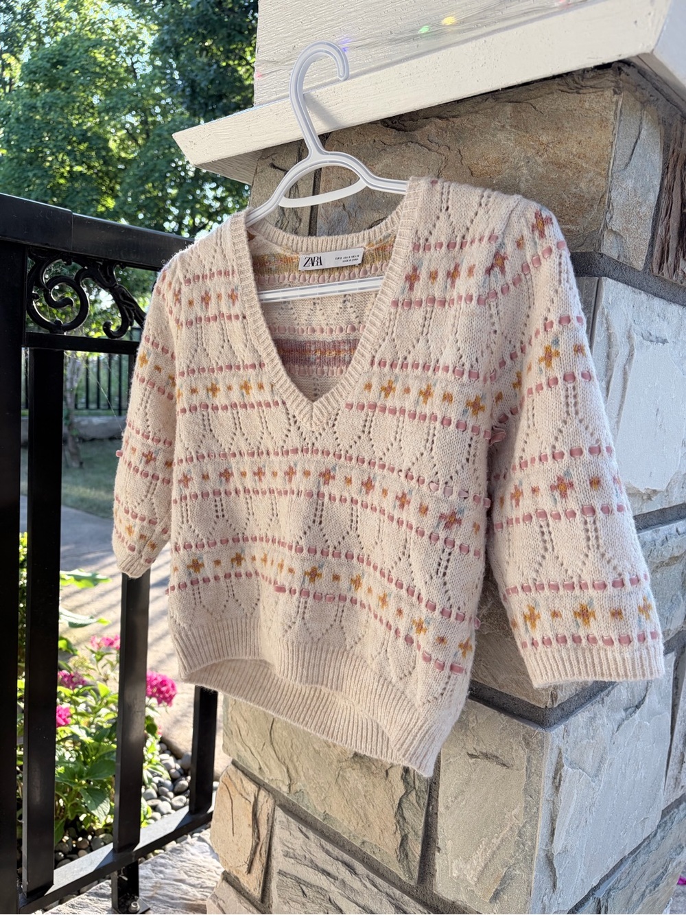 Zara Soft Pastel Ribbon Kinit V-Neck Sweater
